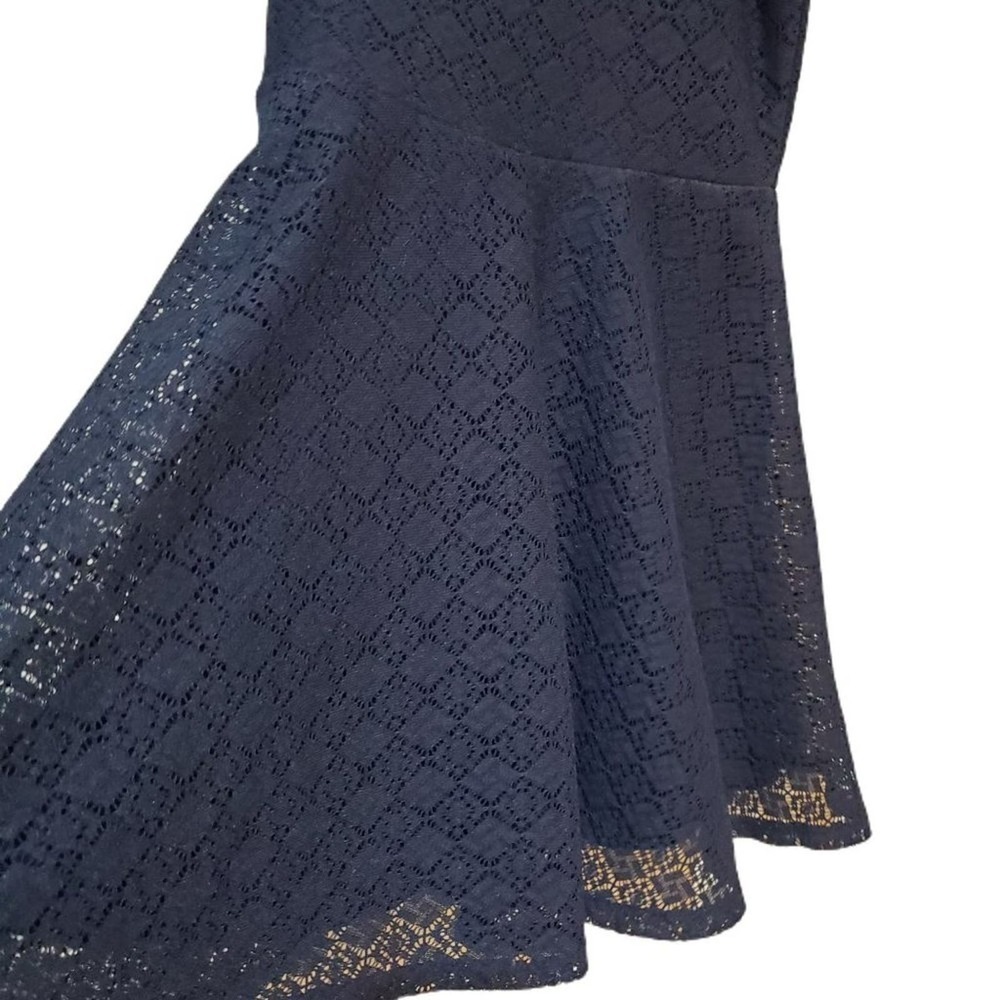 Navy Blue A Line Crochet Halter Dress Aeropostale Keyhole Back Size Medium - Picture 5 of 6